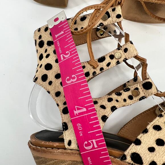 Dolce Vita Lyndon Sandal Size 9 Lace Up Heel Leopard Calf Hair Leather Gladiator - Picture 11 of 11